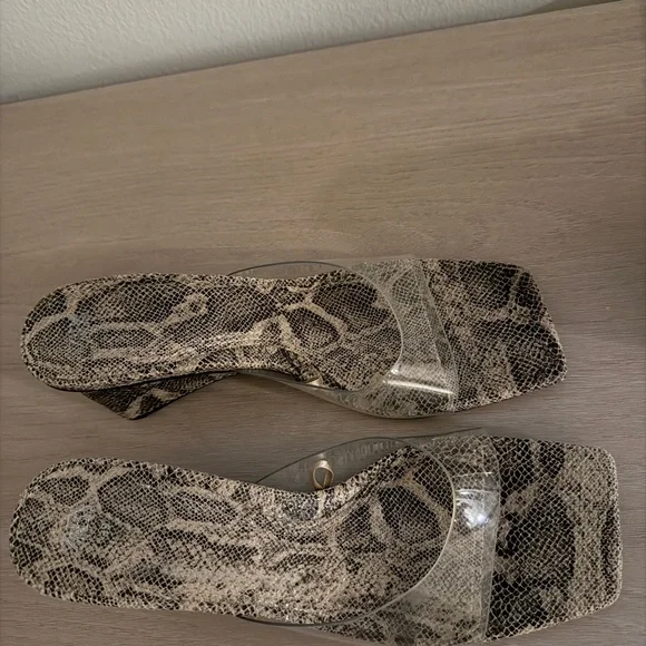 Zara Snakeskin Wedge Sandals with Clear Strap - Picture 3 of 5